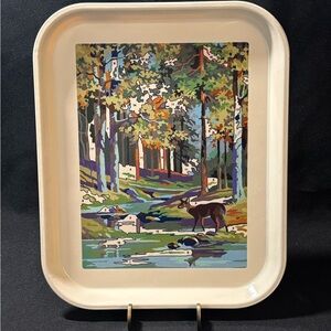 Fishs Eddy Paint by Number Cambro Tray 8x10 Deer Forest Retro Artwork Camtray